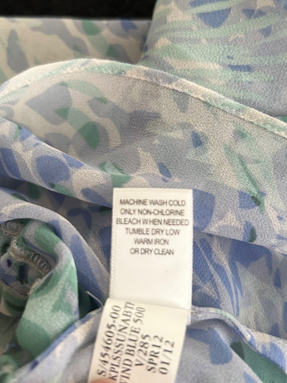 Banana Republic Womens Blue Patterned Sheer V-Neck Tie-Waist Top Blouse Size M - Picture 9 of 9